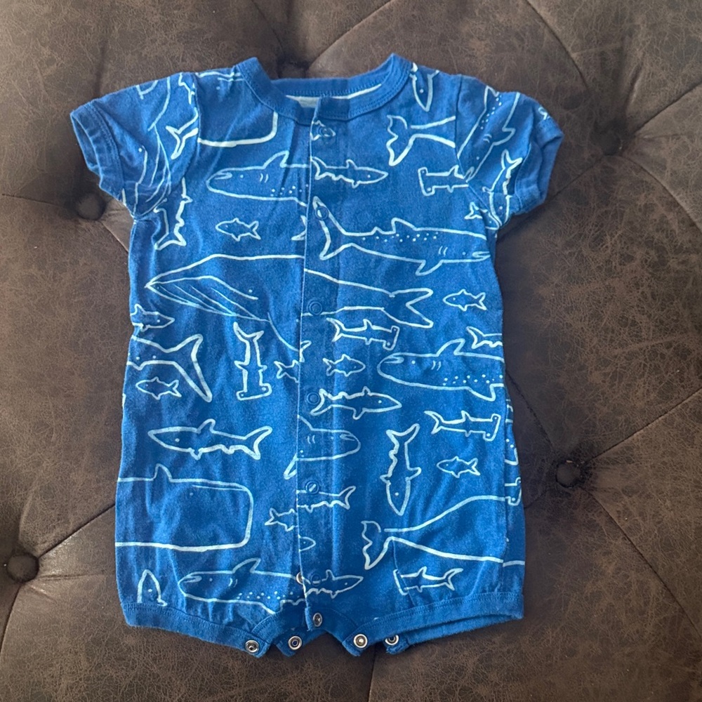 Carter's Blue Shark Short Sleeve One-Piece